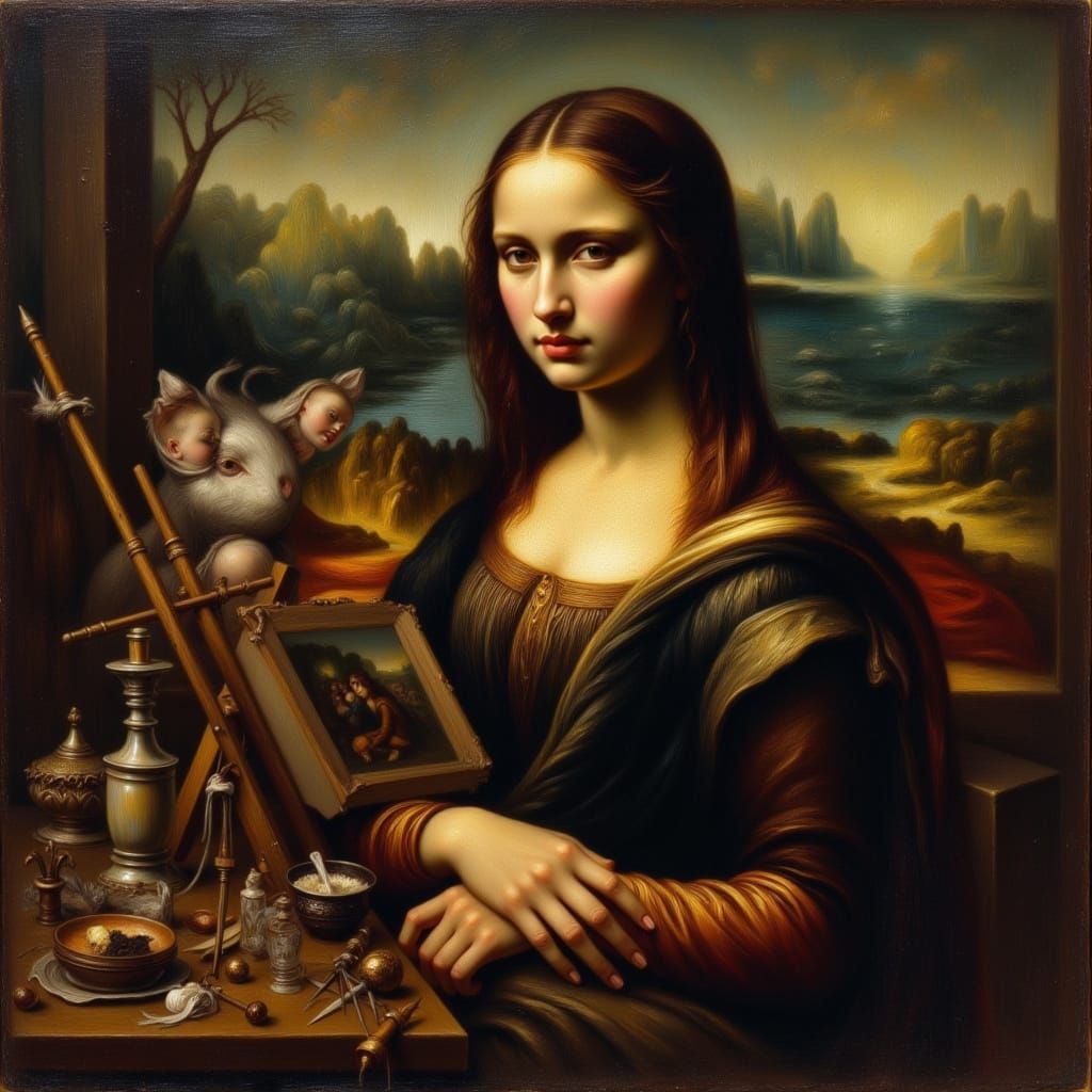 Mona Lisa Painting Leonardo Da Vinci in Oil