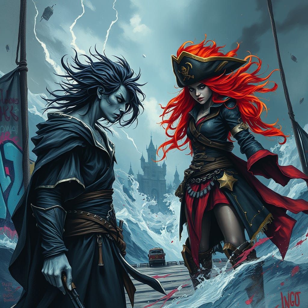 Tempest Mage Meets Pirate Captain in a Turbulent Stormy Nigh...