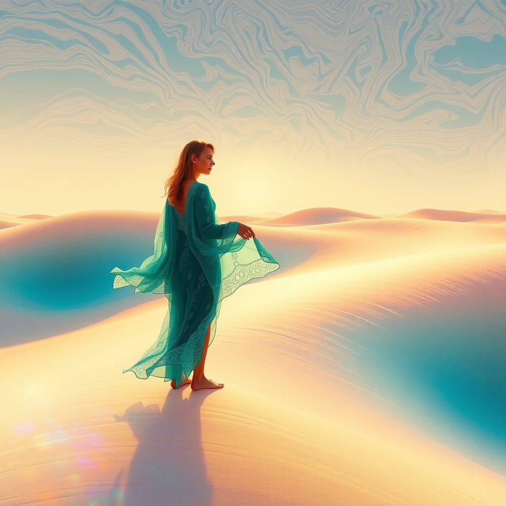 Ethereal Desert Landscape with Glass Dunes
