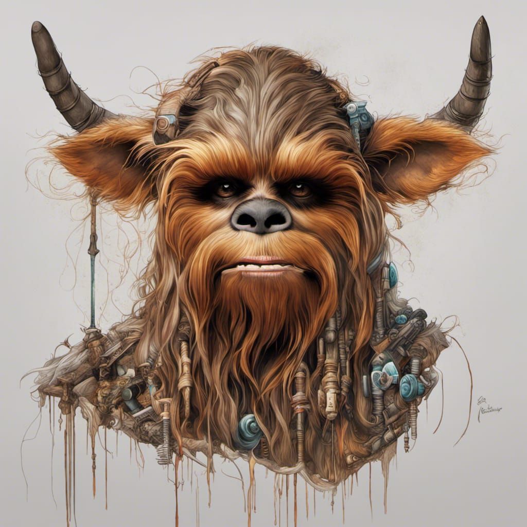 Chewbacca as a Cow: Detailed 8k Resolution Art