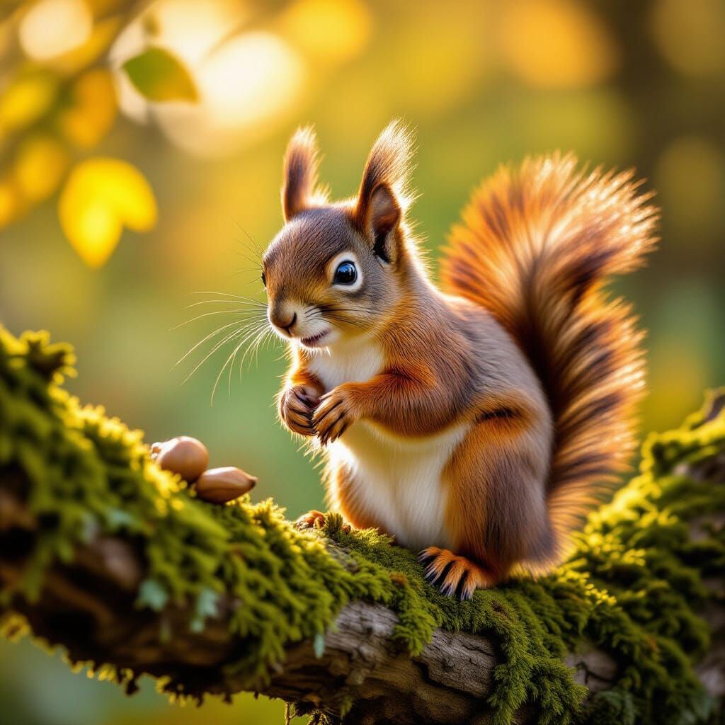 Red Squirrel in Autumn Forest: Wildlife Photograph