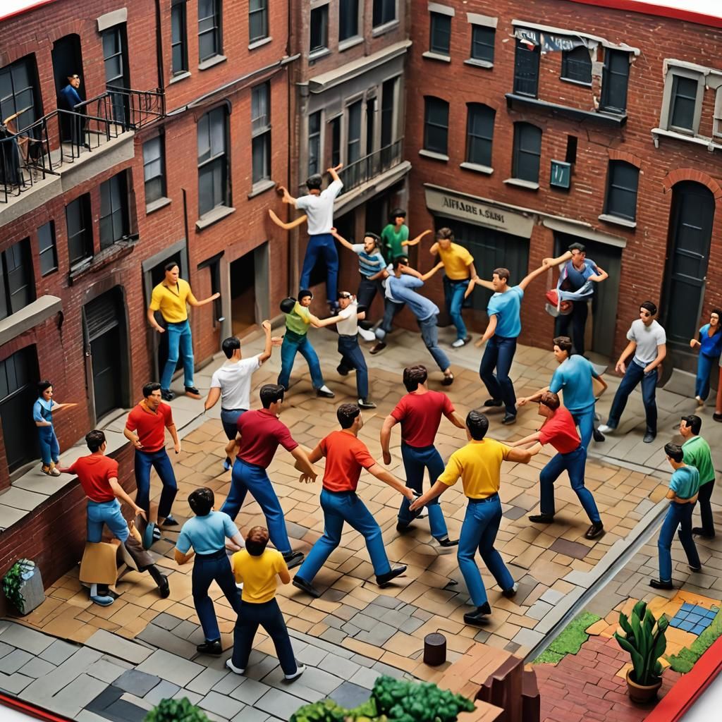 West Side Story Dance Fight in Pop-Up Book