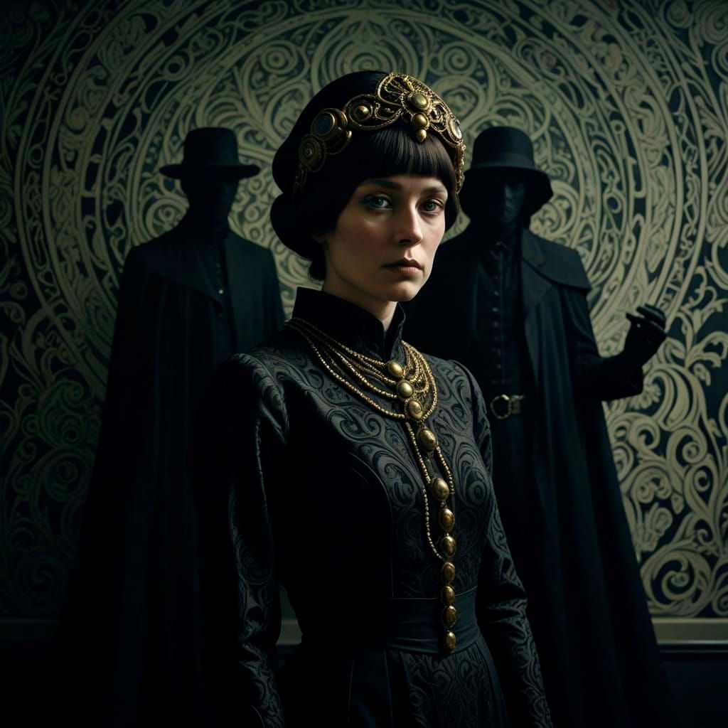 Surreal Shadows Rise from a 1920s Woman's Back in Eerie Art