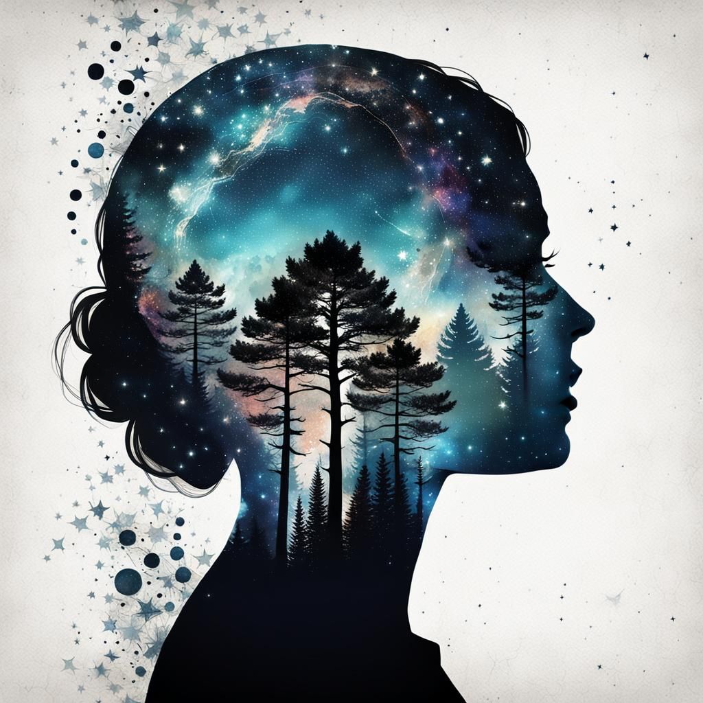 Surreal Galaxy: Dreamlike Silhouette in Digital Art
