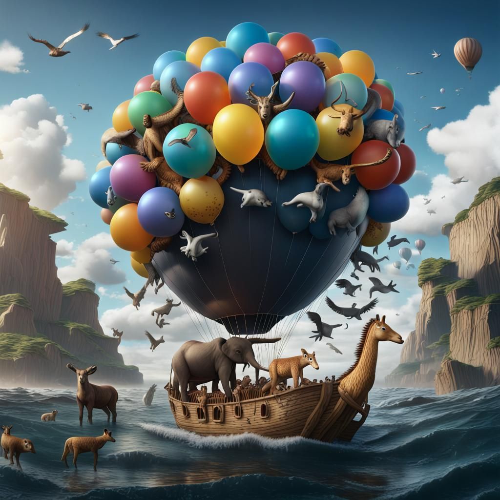 Noah's Ark in Balloon: Fantasy Concept Art