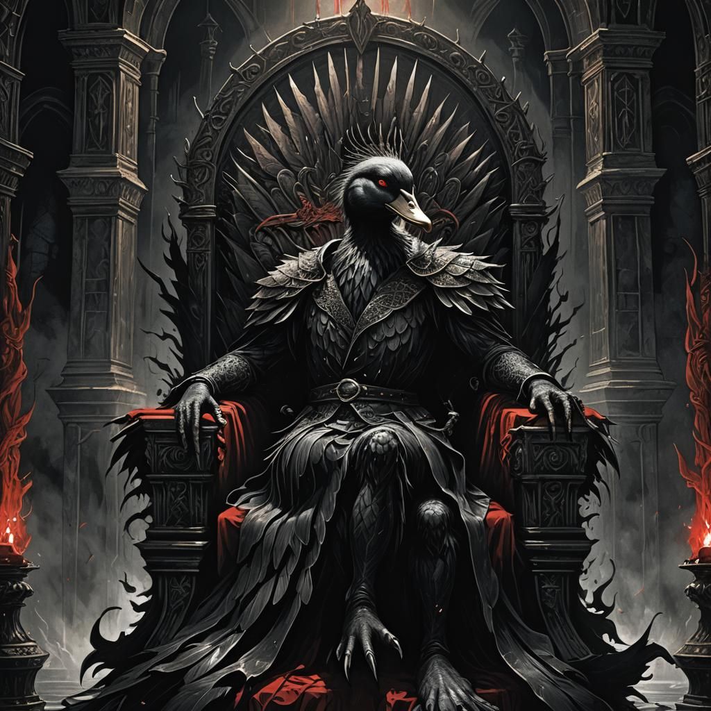 Duck Devil on Throne: Dark Fantasy Illustration