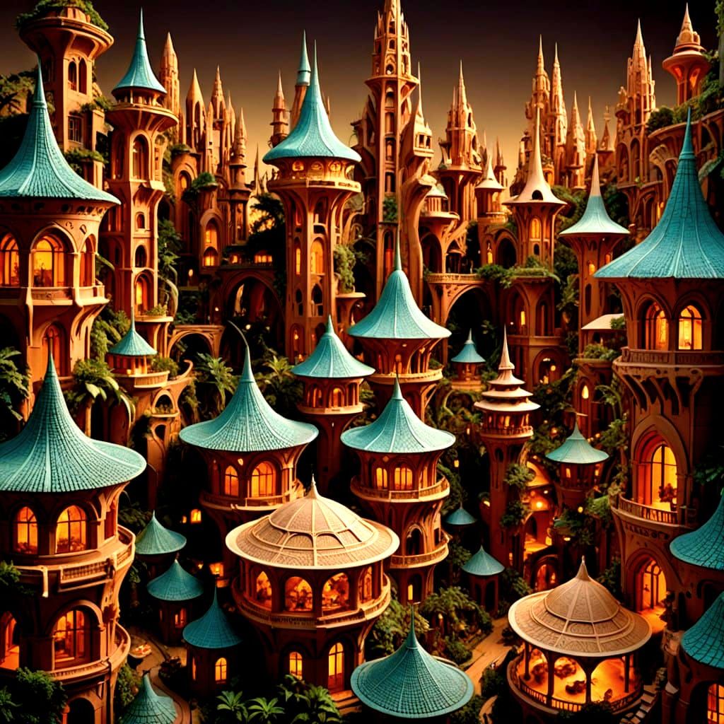 Ancient Terracotta Metropolis in Vibrant Earthy Tones