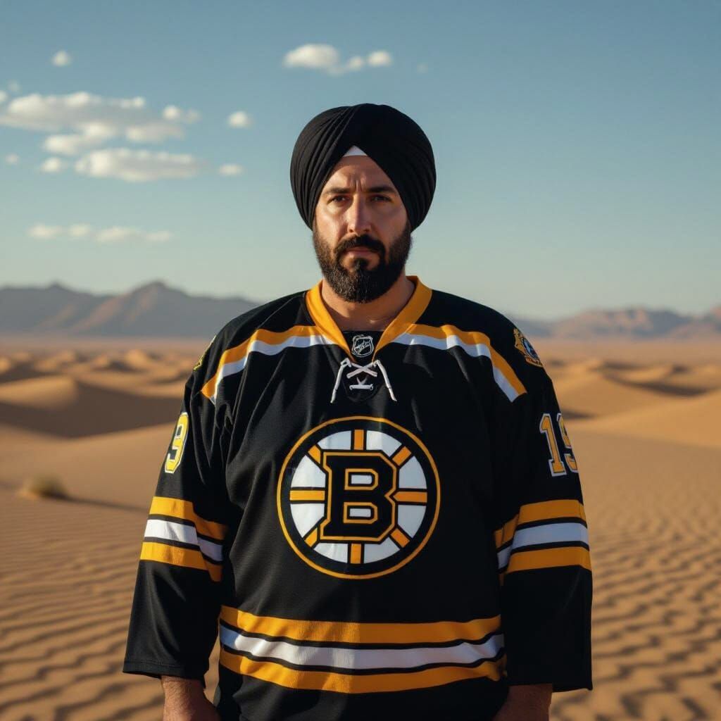 Middle Eastern Adam Sandler in Desert Landscape
