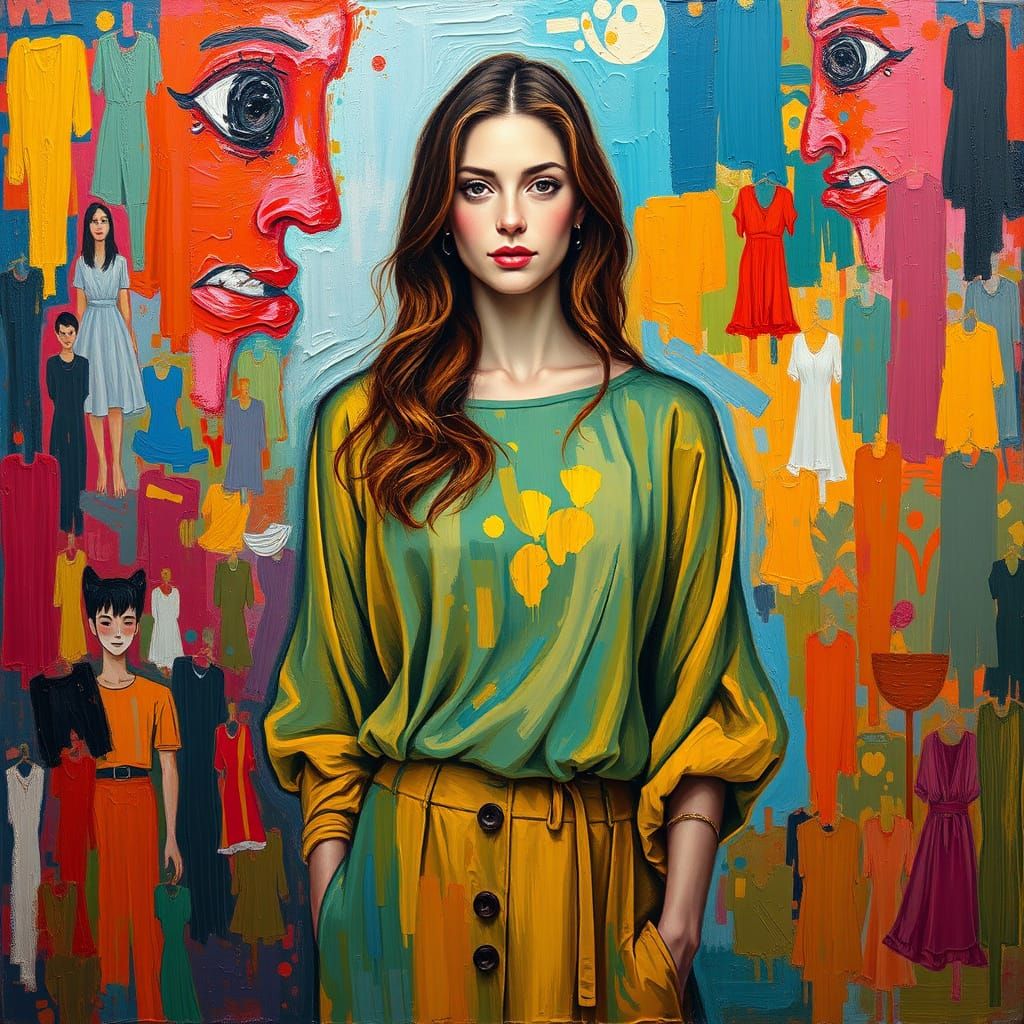 Expressive Oil Painting of Woman in Neo-Impressionist Style