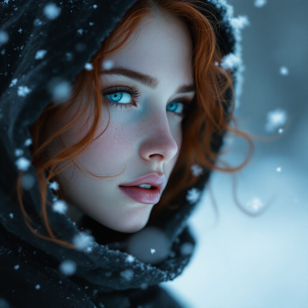 Ethereal Winter Goddess in Frozen Wonderland