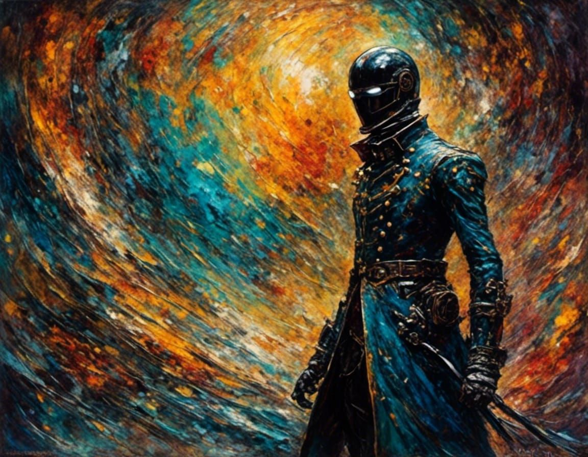 Futuristic Spaceman in Neo-Impressionist Oil Painting