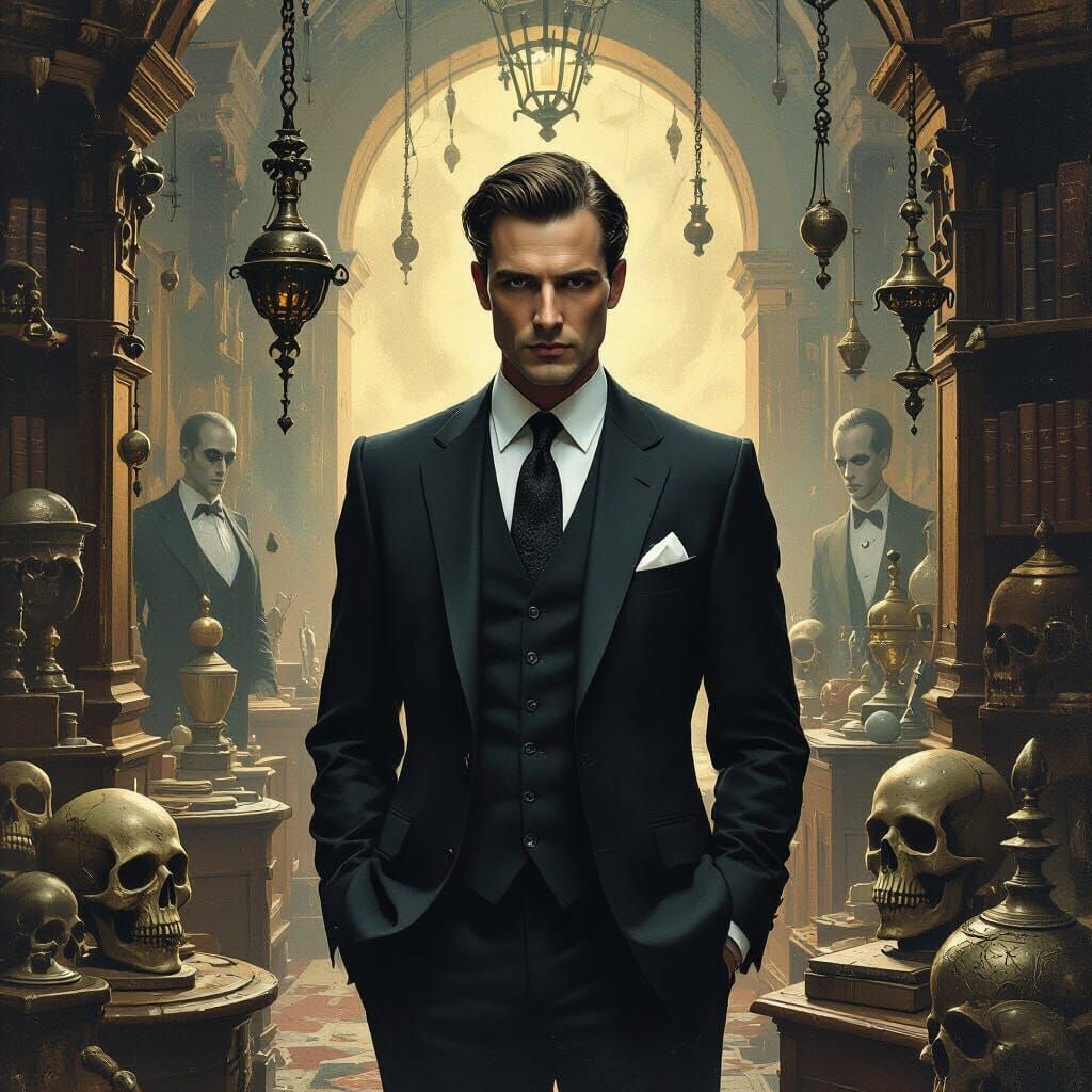 Eerie Banker in Lovecraftian Gothic Horror