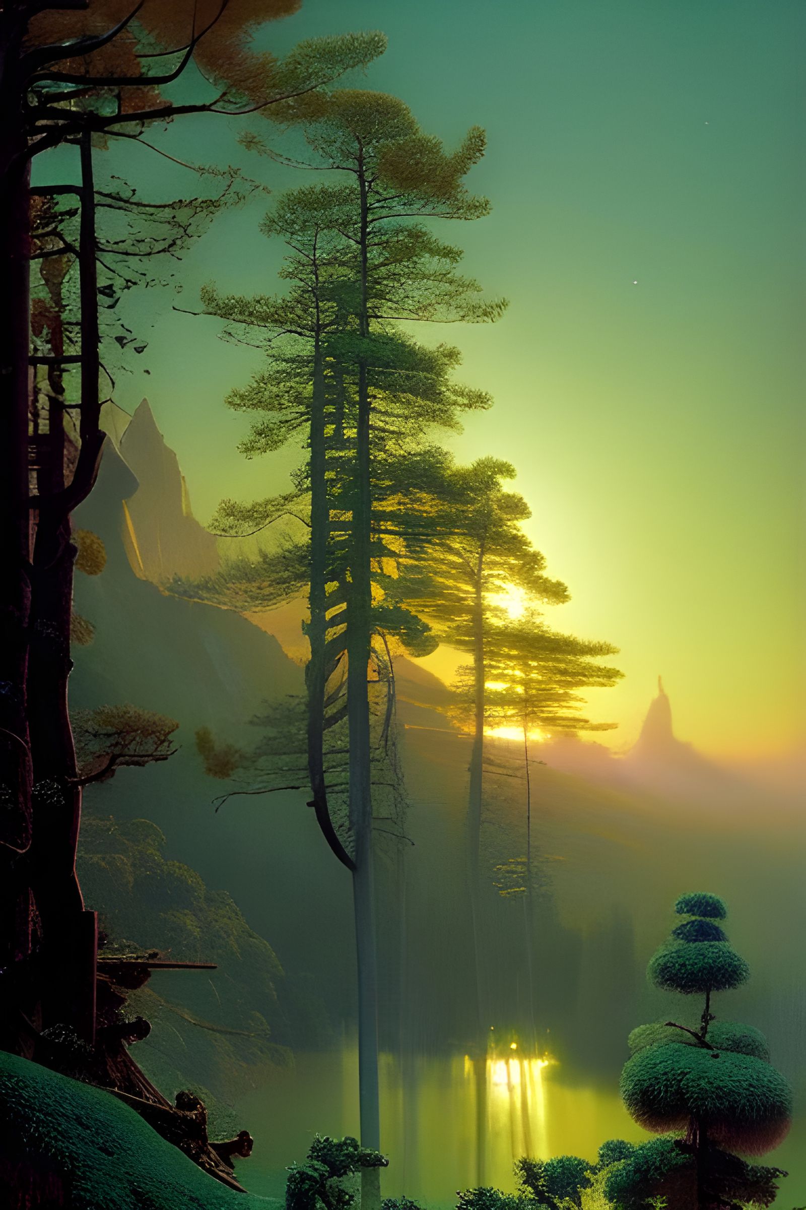 Serene Landscape Photography in Classical Style