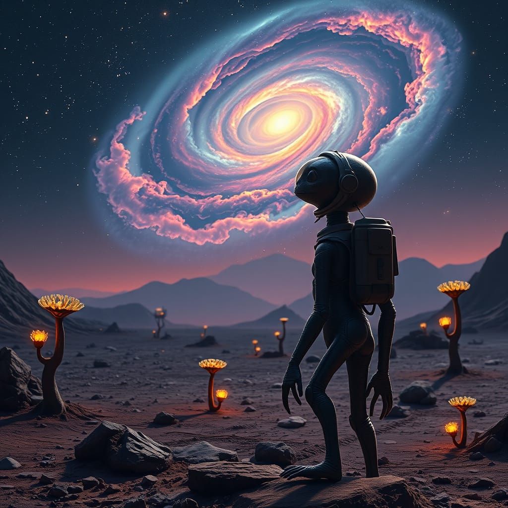 E.T. Astronaut Gazing at Nebula: Matte Painting