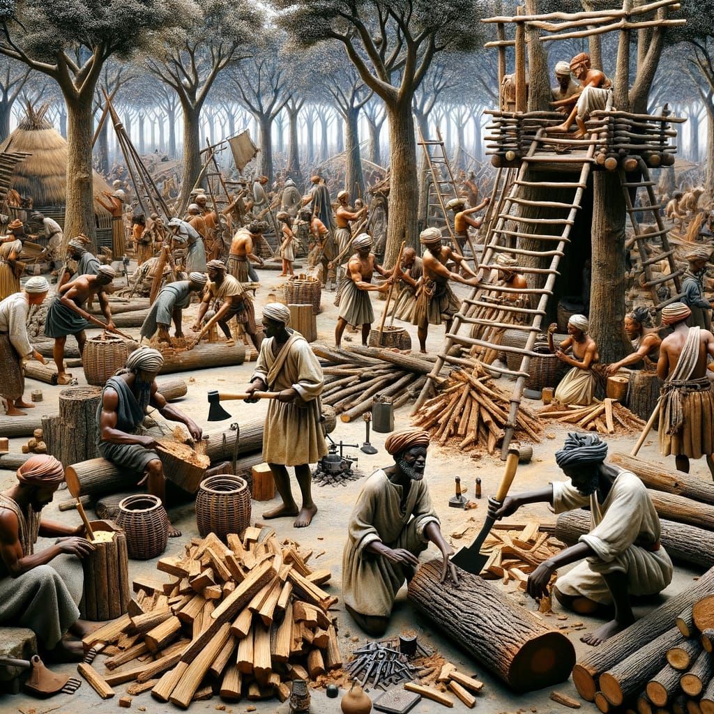 Medieval Bantu Woodcutters Camp: A Realistic Depiction
