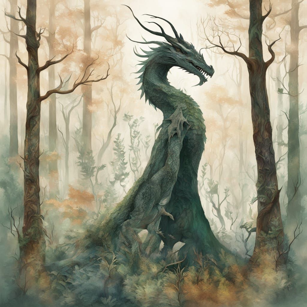 Majestic White Dragon in Vibrant Folk Art Style