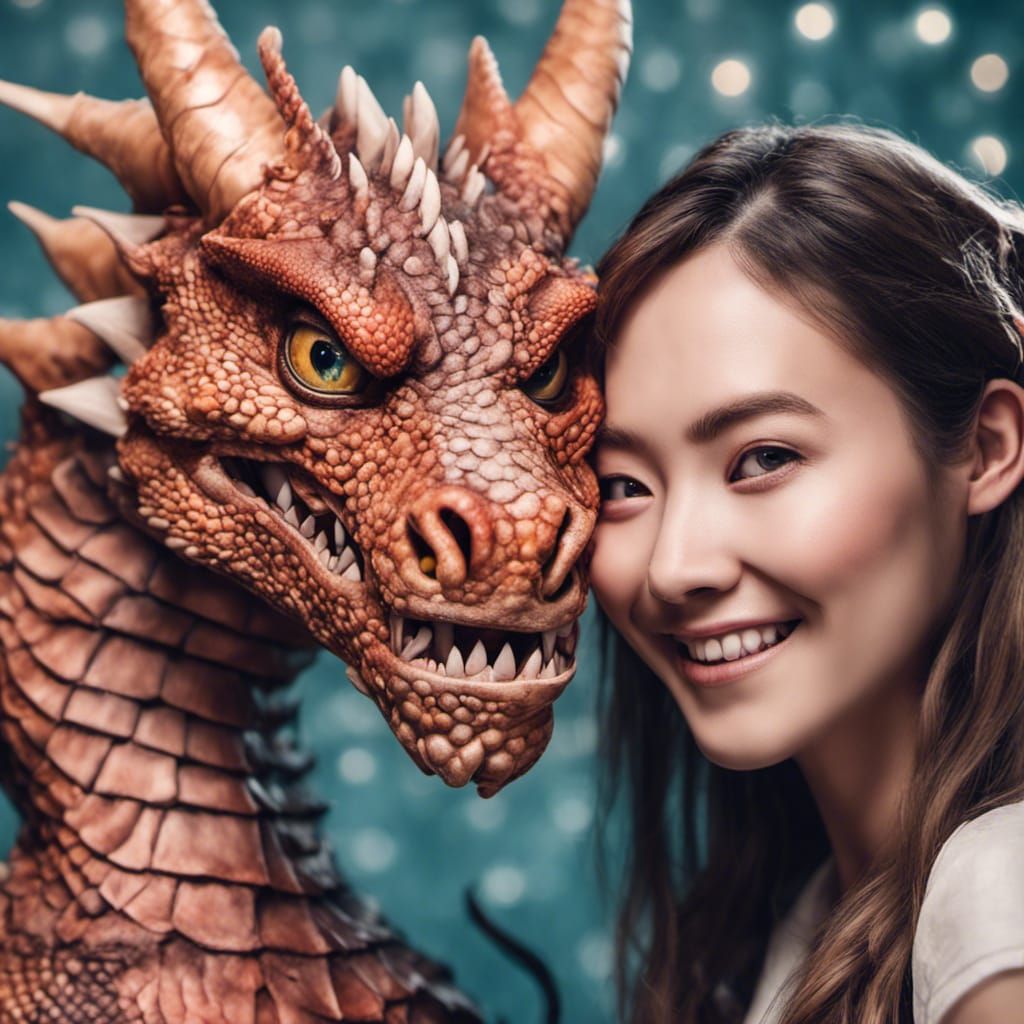 Selfie with Dragon in Photo Booth: Digital Masterpiece