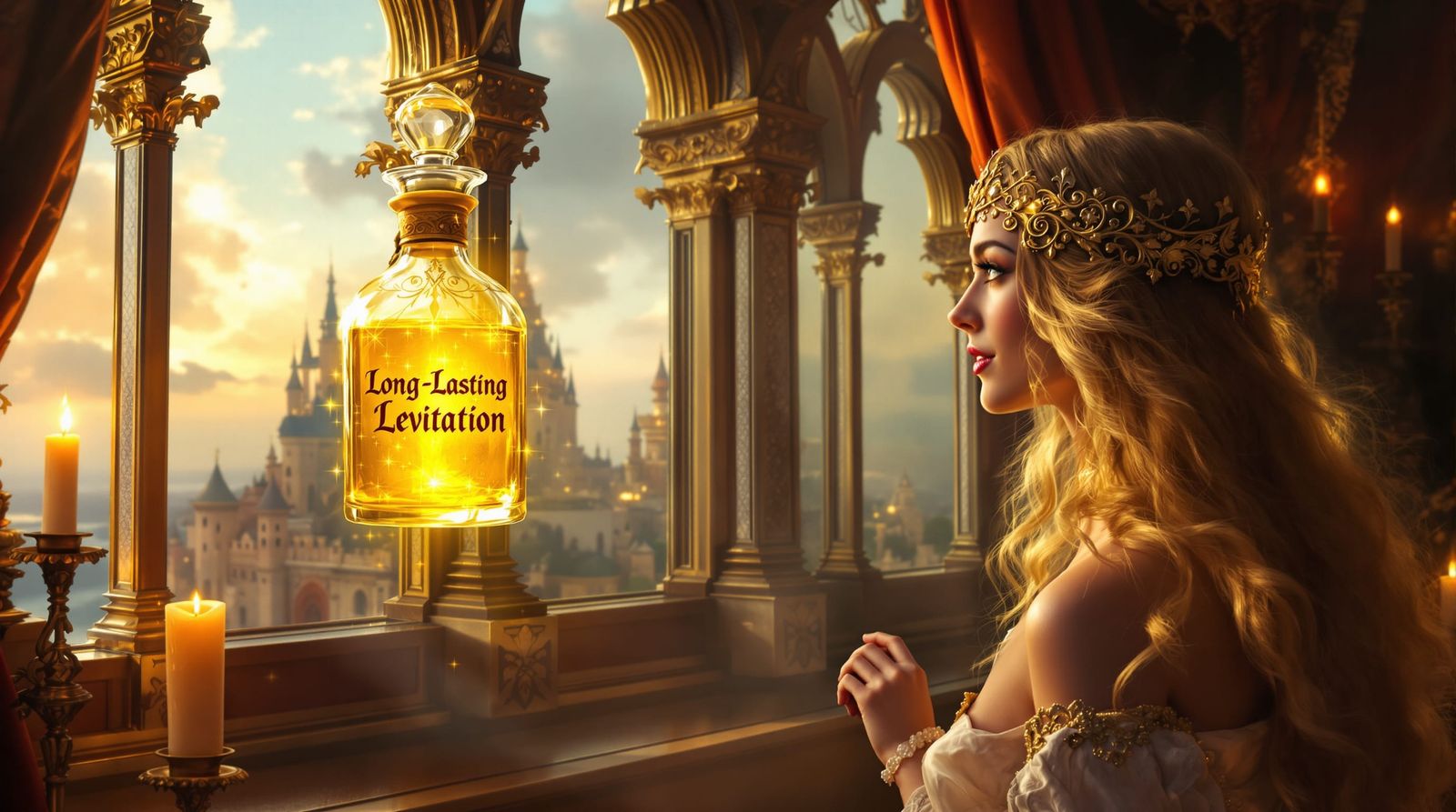 Prince Levitates Outside Castle with Magical Potion