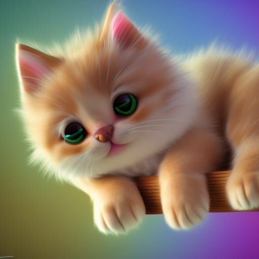 Adorable Kitten Napping on Giant Dog in 3D