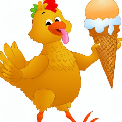 Chicken Enjoys Ice Cream Treat