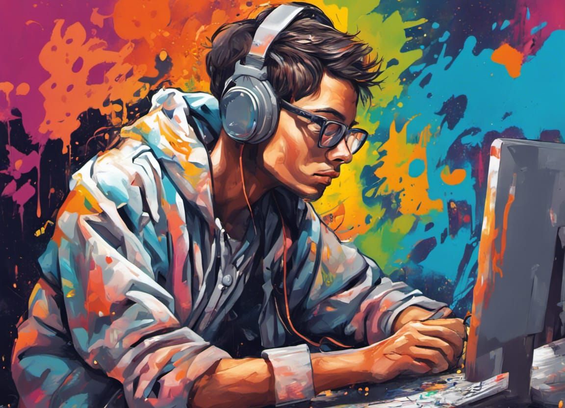 Bored Student in Graffiti Splash Art Style