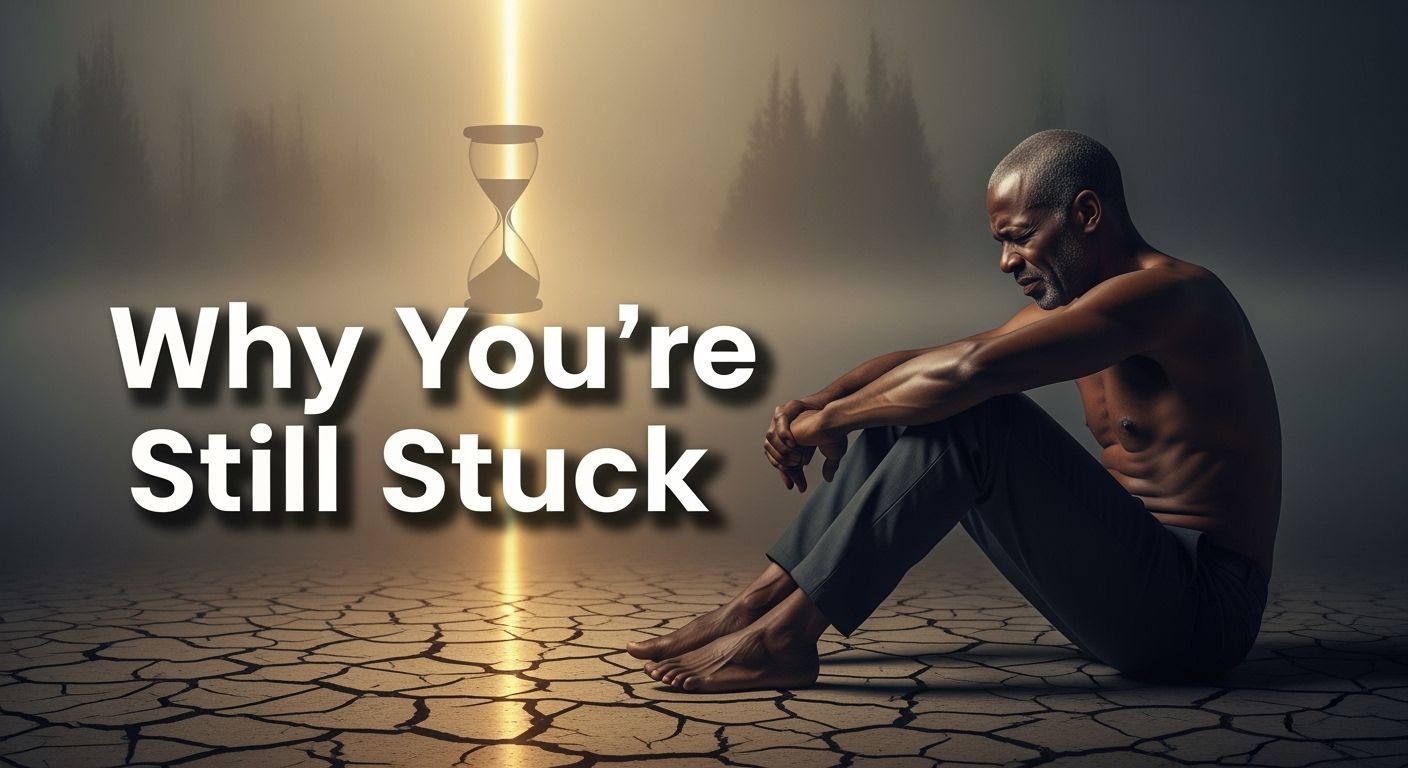 Man on Cracked Earth with Golden Light, Digital Art