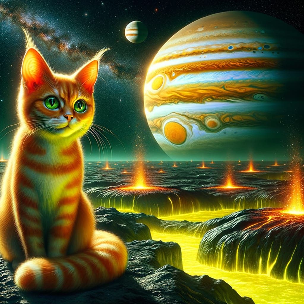Cat on Io, Jupiter's Volcanic Moon