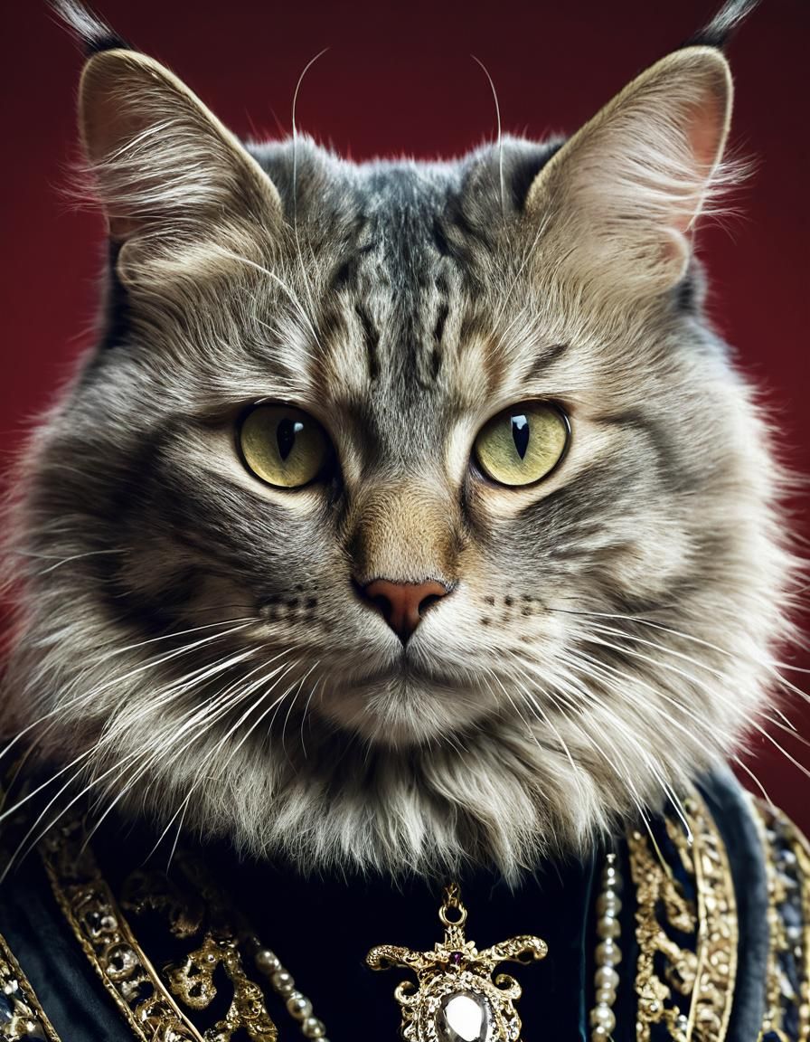 Regal Feline in Opulent Victorian Attire