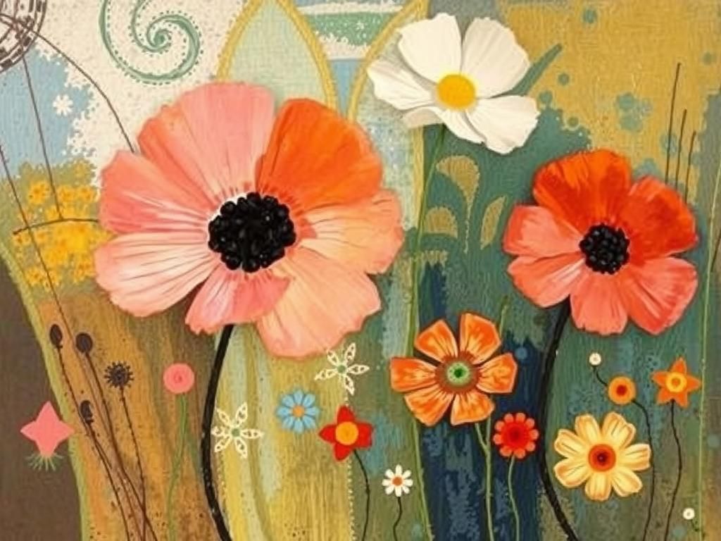 Dreamlike Abstract Flowers in Symbolist Style