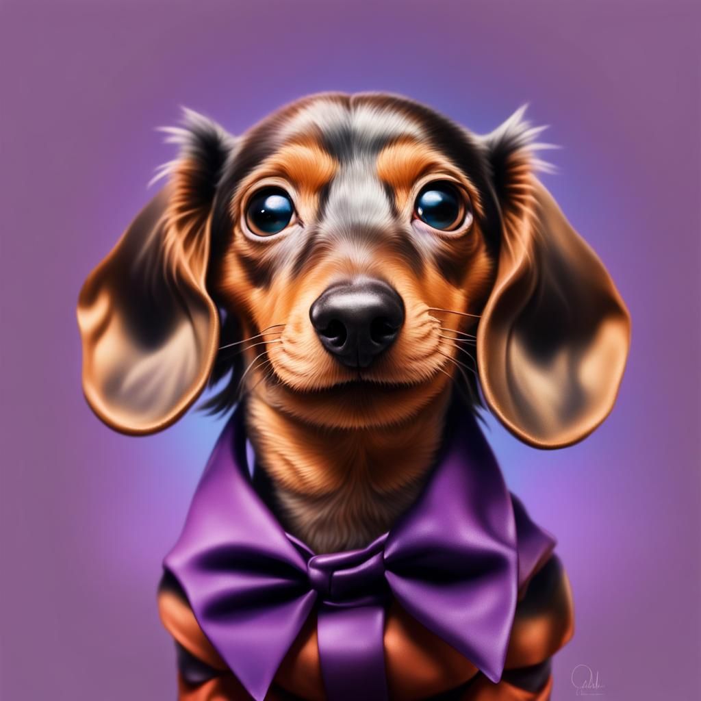 Dachshund as The Joker: Hyperrealistic Splash Art