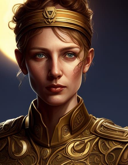 Fantasy Portrait of Woman in Uniform, Detailed Digital Art