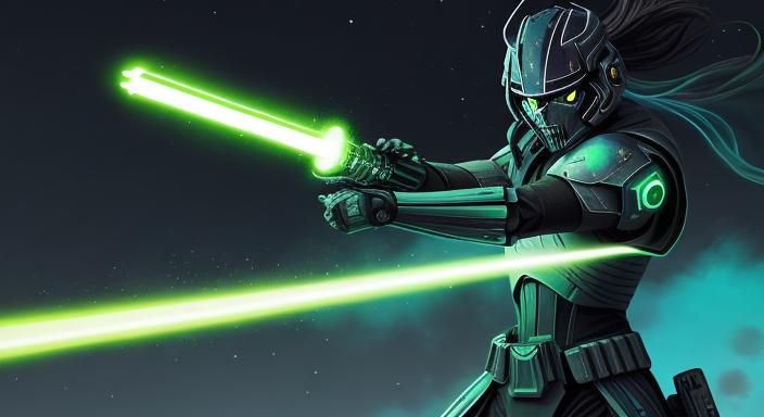 Sci-Fi Warrior with Lightsaber in Graffiti Style