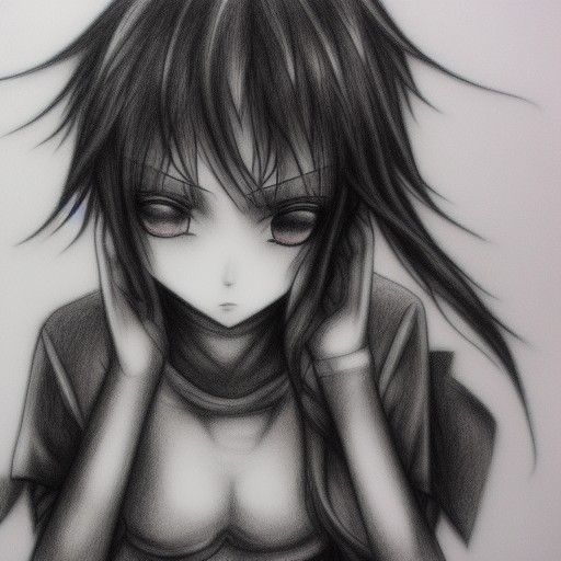 Goth Yuno Gasai: Detailed Charcoal Drawing
