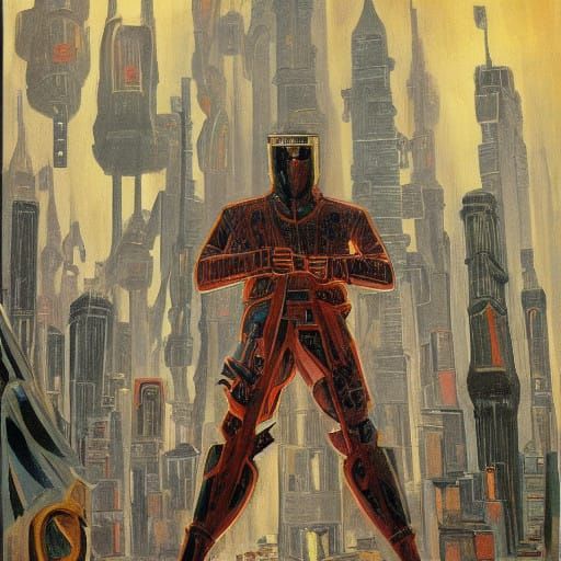 Cyberpunk Warrior Trapped in Dystopian City