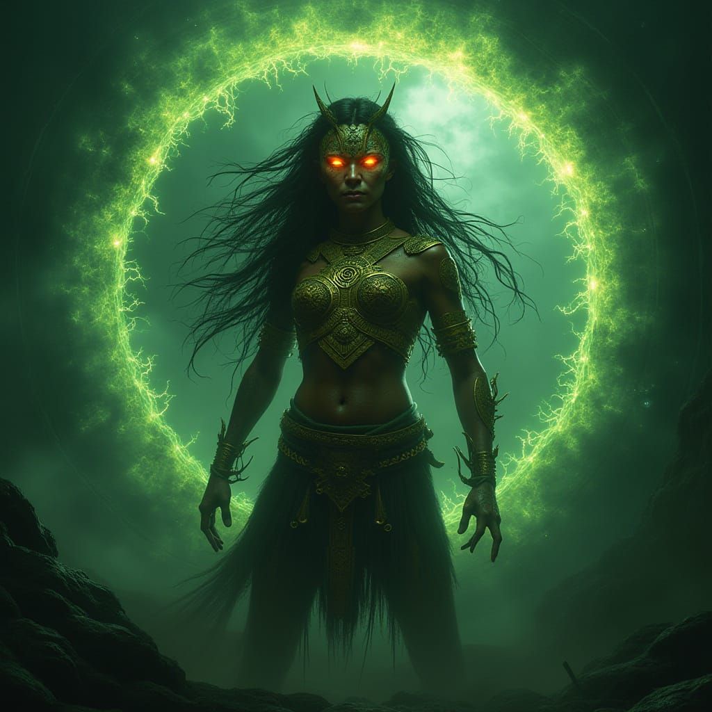 Polynesian Goddess Emerges from Forest Vortex