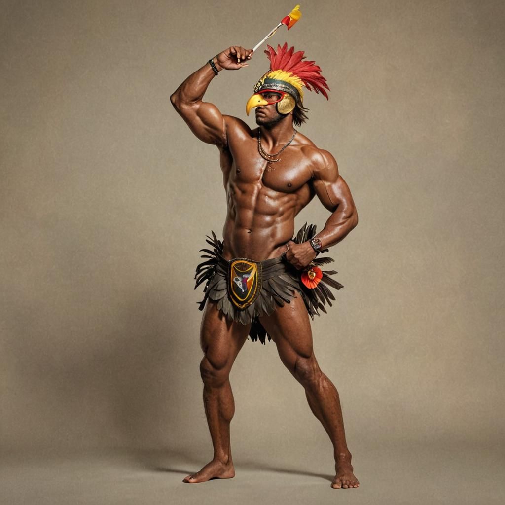 Muscular Man with PNG Flag in Digital Art