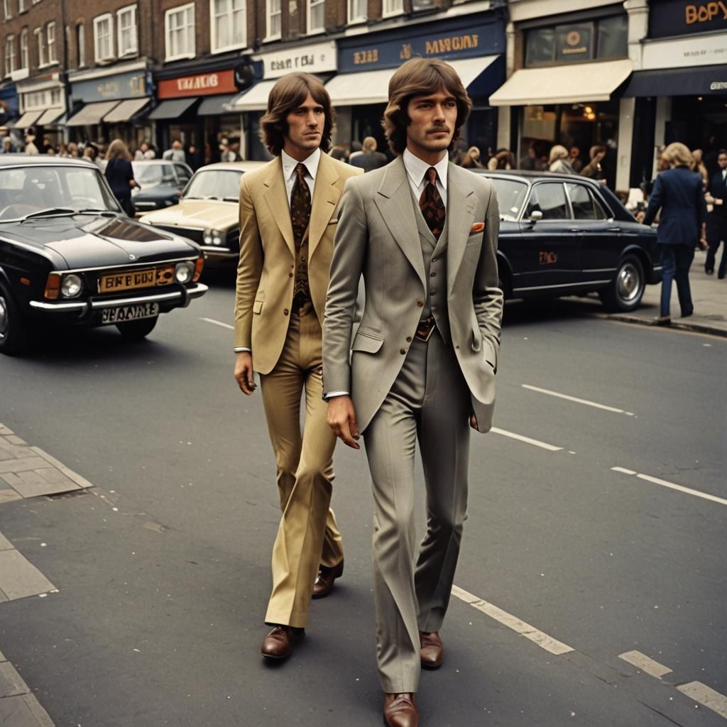 Biba Man in Bell Bottoms on King's Road, London