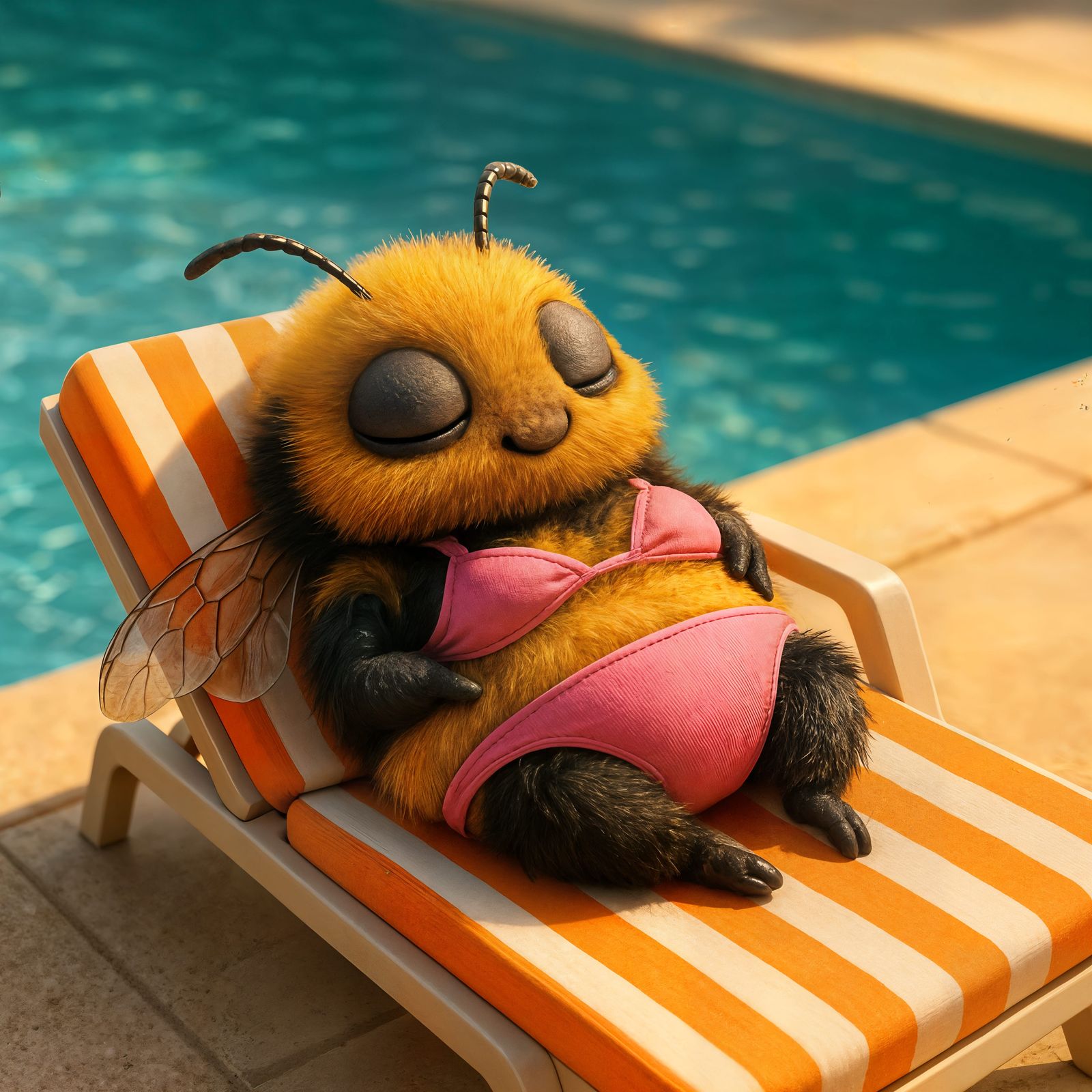 CGI Bumblebee Lounging in Pink Bikini