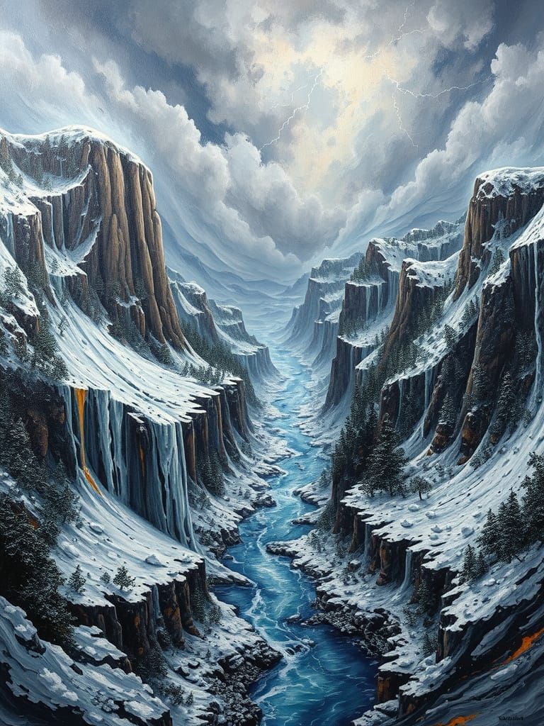 Explosive Landscape of Molten Acrylic Paint