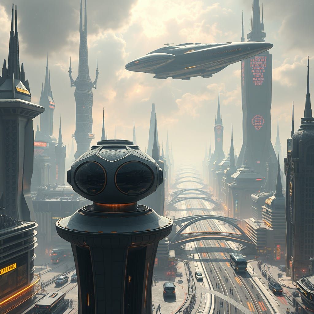 Cyberpunk Cityscape in a Futuristic Alien Metropolis