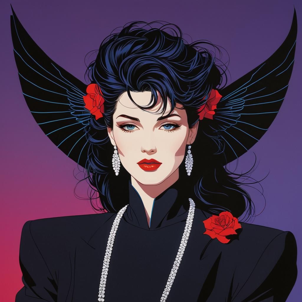 Elegant Portrait in Patrick Nagel Style