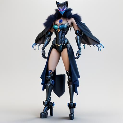 Futuristic Cyberpunk Panther Robot in Cityscape