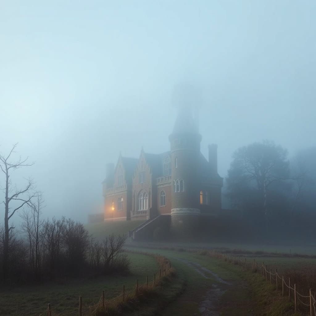 Misty Castle Inspired by Romanticism and Fantasy Art