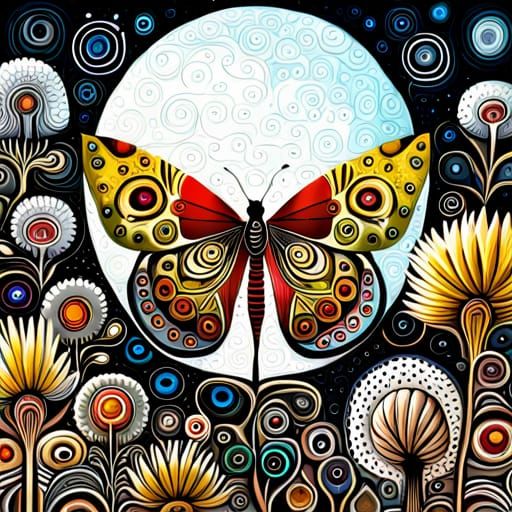 Beautiful Butterfly with Abstract Floral Patterns