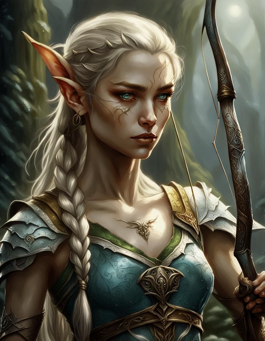 High Elf Archer in Detailed Matte Painting