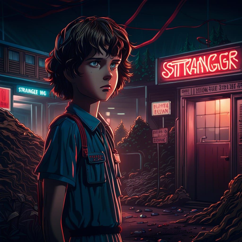 Stranger Things as Anime: Hyperrealistic Cinematic Scene