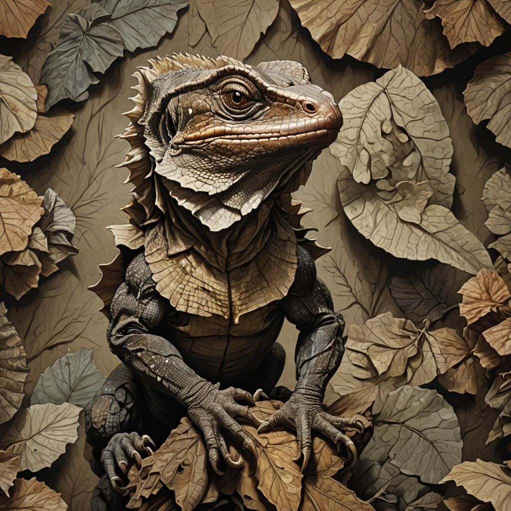 Sinister Still Life: Frilled-Neck Lizard Art