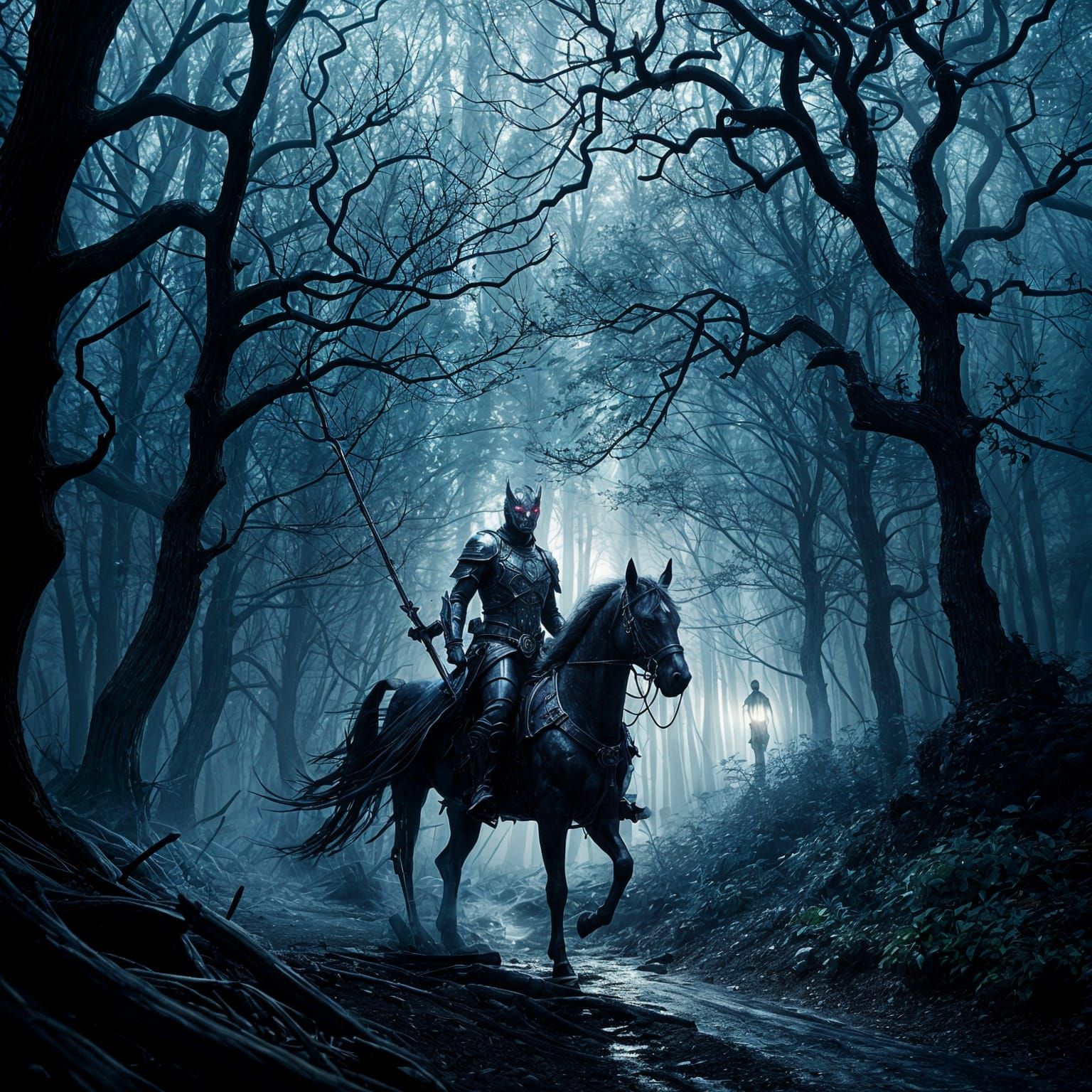 Ethereal Woodland Rider, Dark Fantasy Art