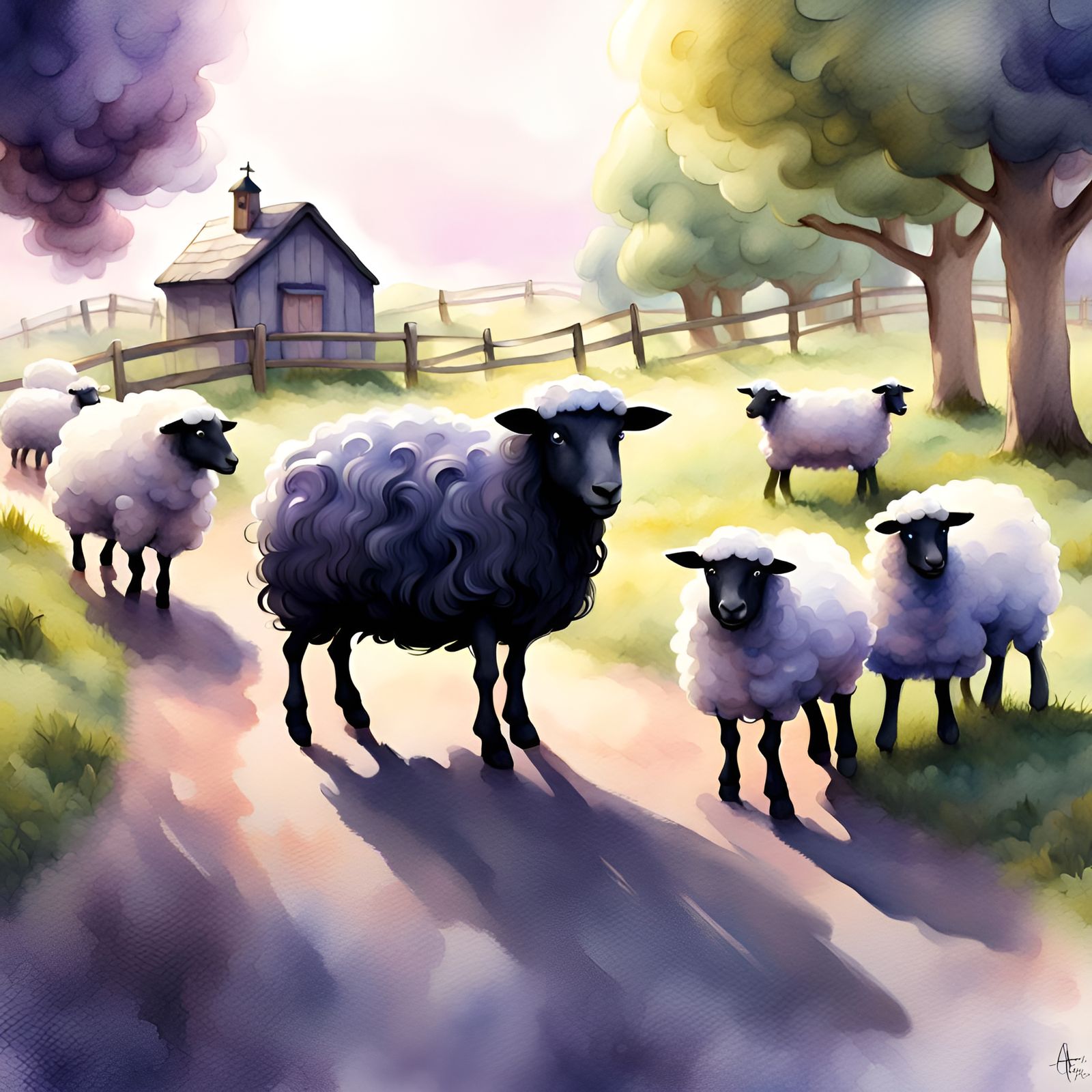 Baa Baa Black Sheep: Impressionistic Watercolor Storybook Il...