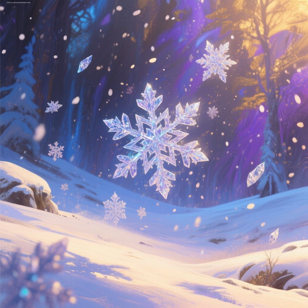 Winter Snowflakes Falling: Atmospheric Fantasy Concept Art